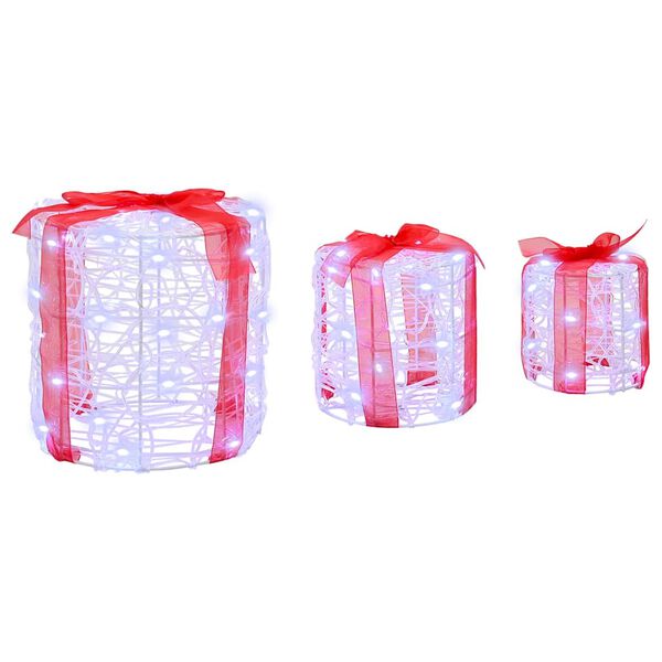 vidaXL Ajándéktáska Díszítés 3 pcs Hideg feher 20 x 20 x 21 cm Akril