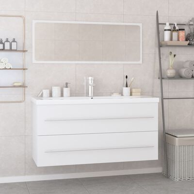 vidaXL fehér szerelt fa fürdőszobai bútorszett