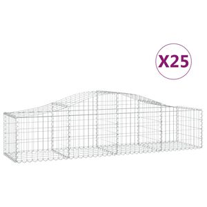 vidaXL 25 db &iacute;ves horganyzott vas gabion kos&aacute;r 200x50x40/60 cm