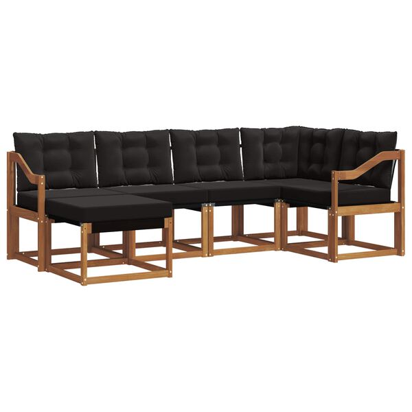 vidaXL K&uuml;lt&eacute;ri kanap&eacute; szett p&aacute;rn&aacute;val 6 pcs Term&eacute;szetes &eacute;s fekete