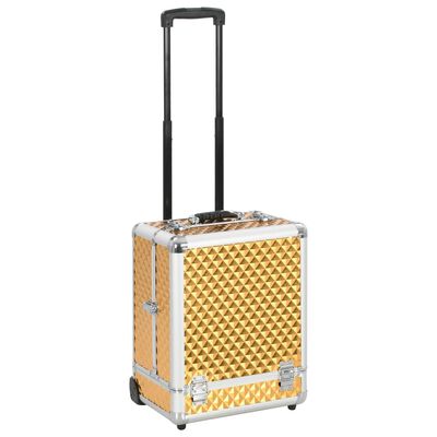 vidaXL aranyszínű alumínium sminkbőrönd 35 x 29 x 45 cm