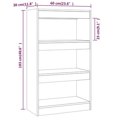 vidaXL fehér forgácslap könyvszekrény/térelválasztó 60 x 30 x 103 cm