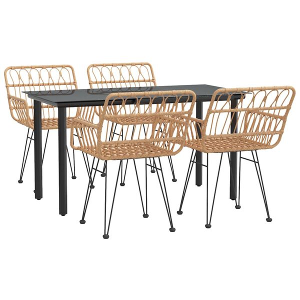 vidaXL 5 részes polyrattan kerti étkezőgarnitúra