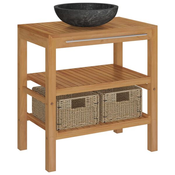 vidaXL t&iacute;kfa f&uuml;rdőszobai pipereszekr&eacute;ny fekete m&aacute;rv&aacute;nymosd&oacute;val