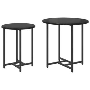 vidaXL Kisasztal k&eacute;szlet 2 db Fekete t&ouml;lgy 50 x 50 x 50 cm