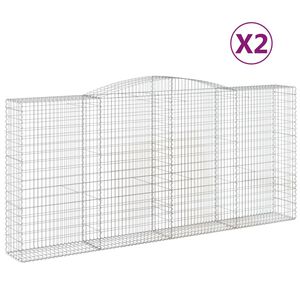 vidaXL 2 db &iacute;ves horganyzott vas gabion kos&aacute;r 400x50x180/200 cm