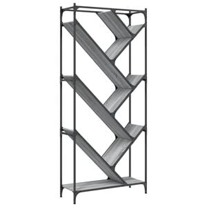 vidaXL sz&uuml;rke sonoma szerelt fa &eacute;s f&eacute;m k&ouml;nyvszekr&eacute;ny 79 x 30 x 180 cm