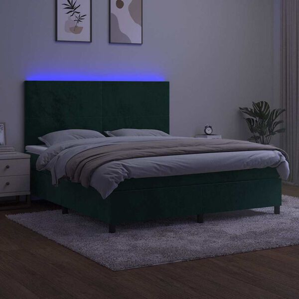 vidaXL s&ouml;t&eacute;tz&ouml;ld b&aacute;rsony rug&oacute;s &eacute;s LED-es &aacute;gy matraccal 160x200 cm