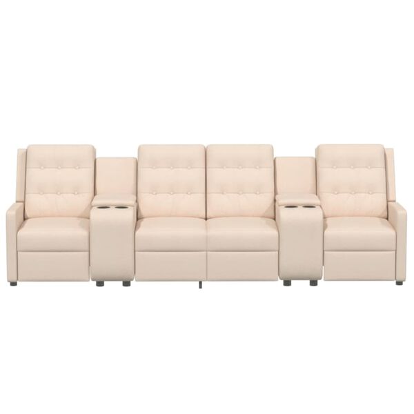 vidaXL kr&eacute;msz&iacute;nű n&eacute;gyszem&eacute;lyes d&ouml;nthető sz&ouml;vetfotel poh&aacute;rtart&oacute;kkal