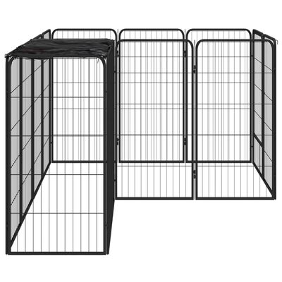 vidaXL 14 paneles fekete porszórt acél kutyakennel 50 x 100 cm