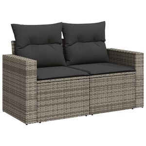 vidaXL 2 szem&eacute;lyes sz&uuml;rke polyrattan kerti kanap&eacute; p&aacute;rn&aacute;val