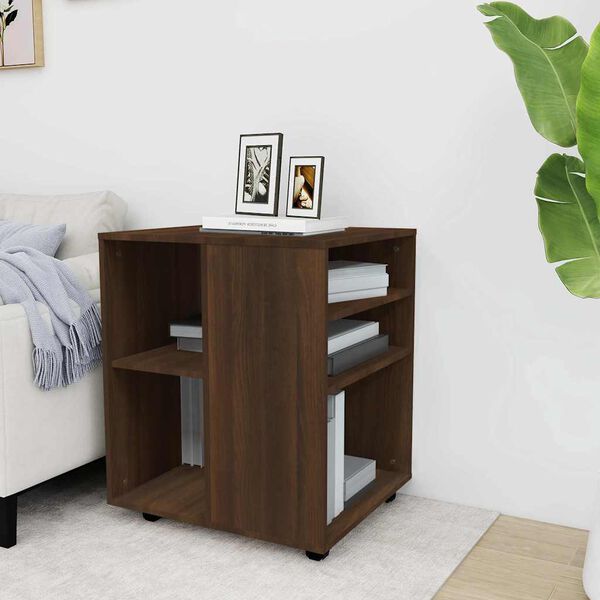 vidaXL barna tölgy színű szerelt fa kerekes szekrény 60 x 53 x 72 cm