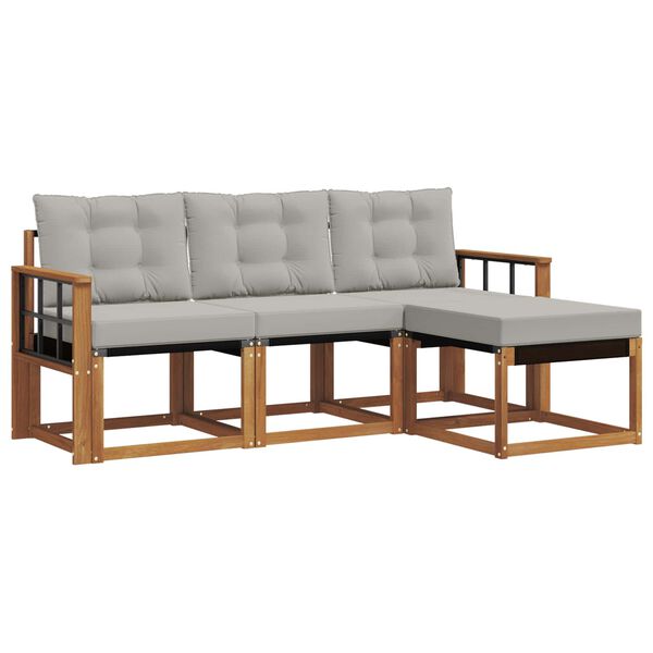 vidaXL K&uuml;lt&eacute;ri kanap&eacute; szett 4 pcs Term&eacute;szetes &eacute;s Vil&aacute;gossz&uuml;rke