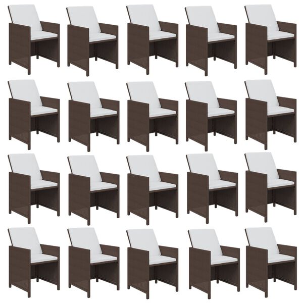 vidaXL 21 r&eacute;szes barna polyrattan kerti &eacute;tkezőgarnit&uacute;ra p&aacute;rn&aacute;kkal