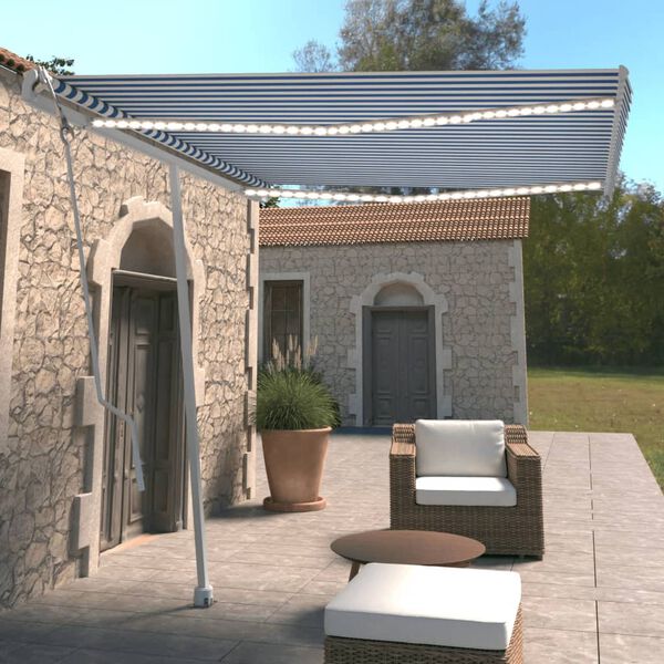 vidaXL k&eacute;k/feh&eacute;r automata sz&eacute;l&eacute;rz&eacute;kelős &eacute;s LED-es napellenző 300x250cm