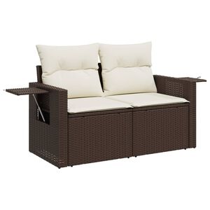 vidaXL 2 szem&eacute;lyes barna polyrattan kerti kanap&eacute; p&aacute;rn&aacute;val