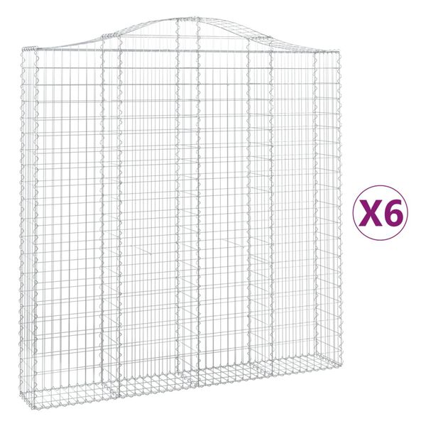 vidaXL 6 db &iacute;ves horganyzott vas gabion kos&aacute;r 200x30x200/220 cm