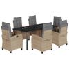 vidaXL 7 r&eacute;szes vegyes b&eacute;zs polyrattan kerti &eacute;tkezőgarnit&uacute;ra p&aacute;rn&aacute;kkal