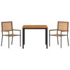 vidaXL Kert &eacute;tkező szett 3 pcs Sz&uuml;rke 90 x 90 x 75 cm polirattan