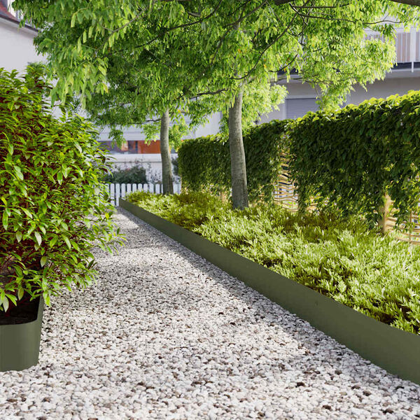 vidaXL 10 db olajz&ouml;ld hidegen hengerelt ac&eacute;l gyepszeg&eacute;lyek 20x103 cm