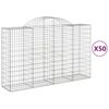 vidaXL 50 db íves horganyzott vas gabion kosár 200x50x120/140 cm