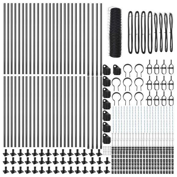 vidaXL Ker&iacute;t&eacute;soszlop Sz&uuml;rke 100 x 0,5 m (50 mm h&aacute;l&oacute;) Ac&eacute;l &eacute;s PVC