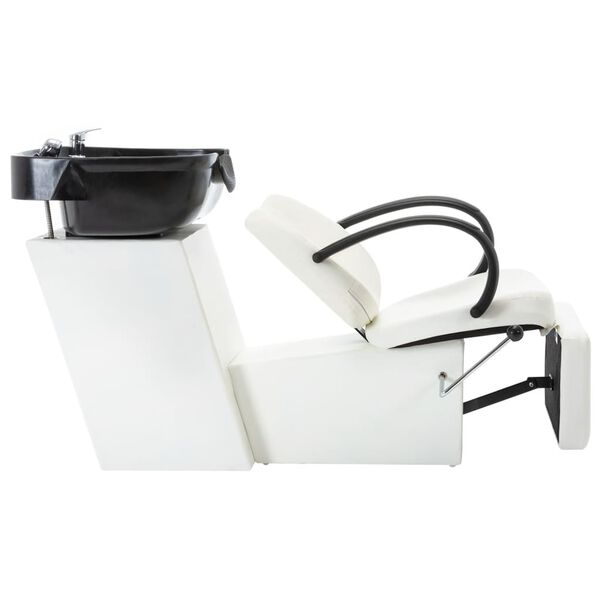 vidaXL fekete-feh&eacute;r műbőr fejmos&oacute; sz&eacute;k mosd&oacute;kagyl&oacute;val