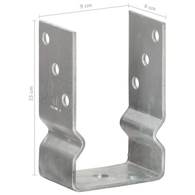 vidaXL 6 db ezüstszínű horganyzott acél kerítéshorgony 9 x 6 x 15 cm