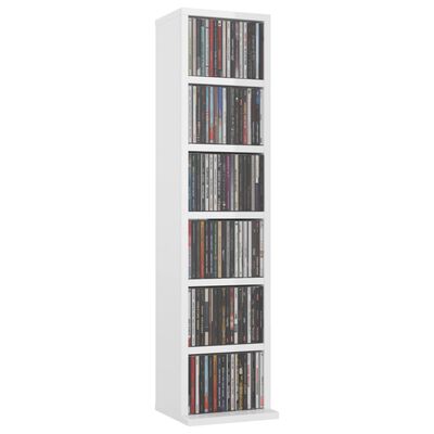 vidaXL magasfényű fehér szerelt fa CD-szekrény 21 x 20 x 88 cm