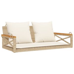 vidaXL b&eacute;zs polyrattan hintapad p&aacute;rn&aacute;kkal 109 x 62 x 40 cm