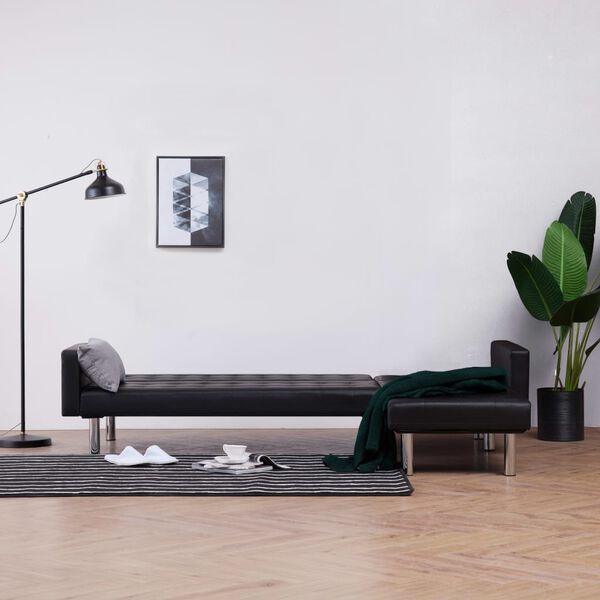 vidaXL fekete műbőr L-alak&uacute; kanap&eacute;&aacute;gy