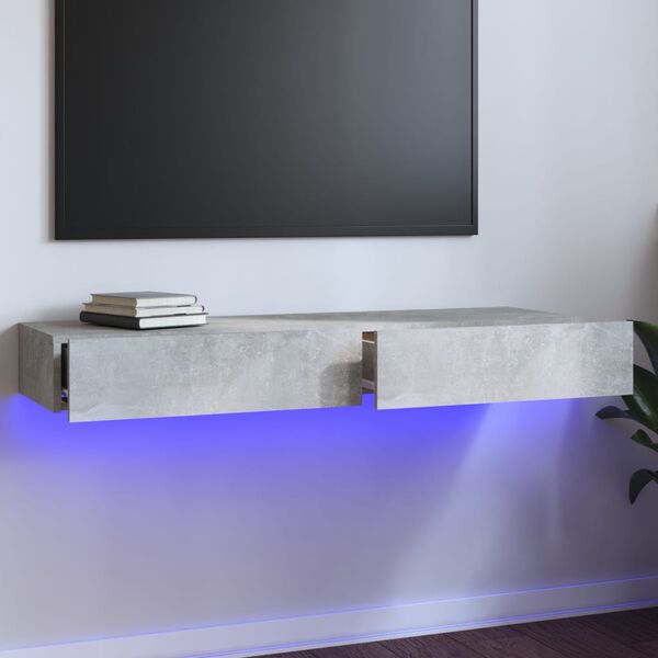 vidaXL betonszürke TV-szekrény LED-világítással 120 x 35 x 15,5 cm