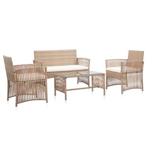 vidaXL 4 r&eacute;szes b&eacute;zs kerti polyrattan b&uacute;torszett p&aacute;rn&aacute;kkal
