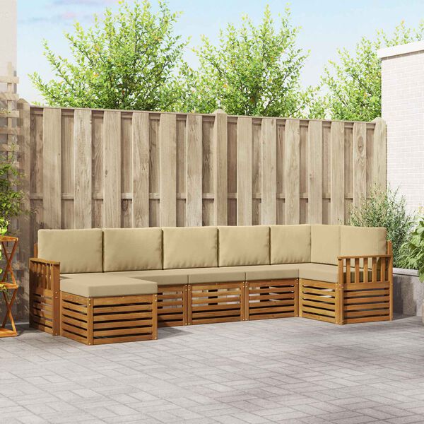 vidaXL &Uuml;lőgarnit&uacute;r&aacute;k p&aacute;rn&aacute;val 7 pcs Term&eacute;szetes &eacute;s b&eacute;zs T&ouml;m&ouml;r Ak&aacute;cfa