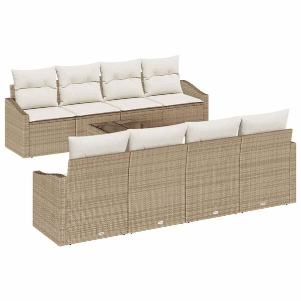 vidaXL Kanapé Szett párnával tárolóval 7 pcs Beige és krém polirattan