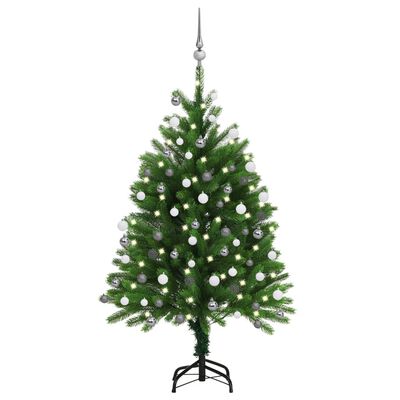 vidaXL zöld megvilágított műkarácsonyfa gömb szettel 120 cm