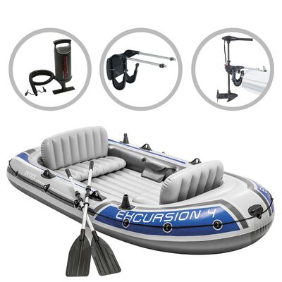 Intex Excursion 4 forgómotoros felfújható csónak tartóbakkal