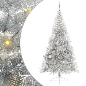 vidaXL Mesters&eacute;ges, előre vil&aacute;g&iacute;tott kar&aacute;csonyi fa Ez&uuml;st 240 cm PET
