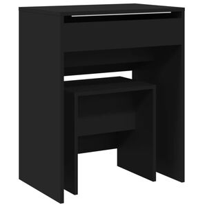 vidaXL fekete f&eacute;s&uuml;lk&ouml;dőasztal &eacute;s &uuml;lőke 60 x 40 x 113,5 cm