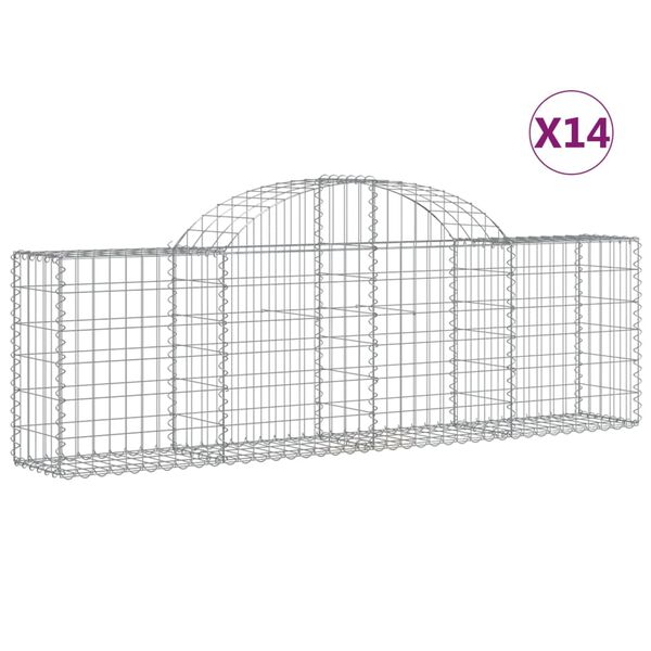 vidaXL 14 db &iacute;ves horganyzott vas gabion kos&aacute;r 200x30x60/80 cm
