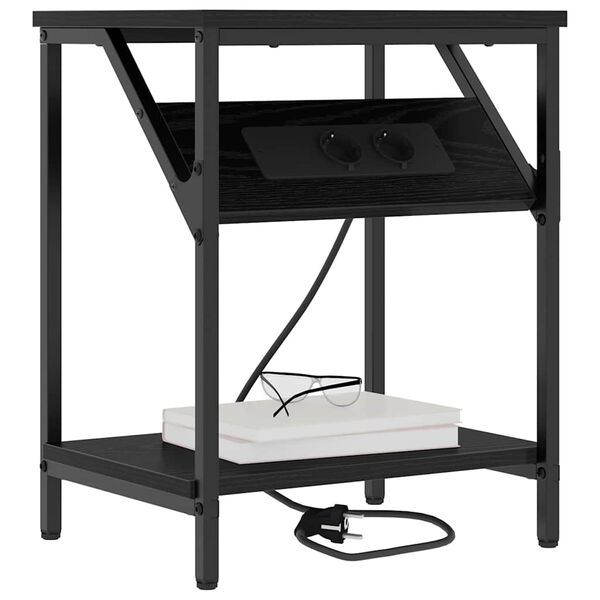 vidaXL &Eacute;jjeliszekr&eacute;ny Fekete t&ouml;lgy 38 x 30 x 48 cm Faanyag