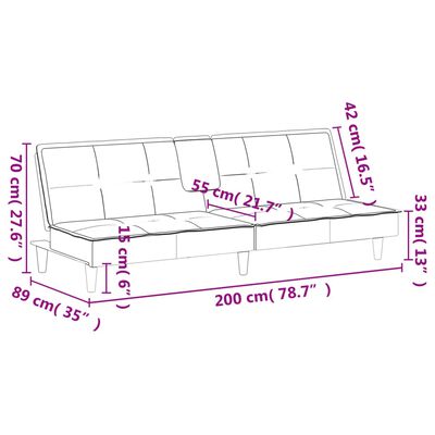 vidaXL sötétszürke bársony kanapéágy pohártartókkal