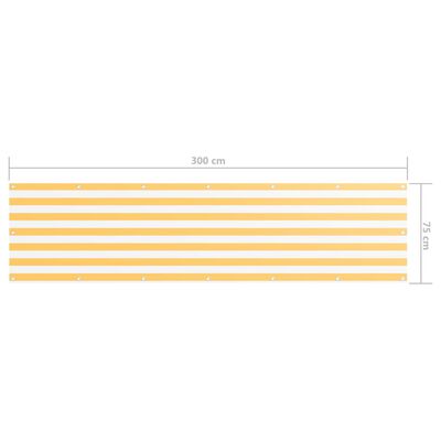 vidaXL fehér-sárga oxford-szövet erkélyparaván 75 x 300 cm