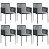 vidaXL 6 db fekete polyrattan kerti sz&eacute;k p&aacute;rn&aacute;val 54x60,5x83,5 cm