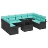 vidaXL Kerti Kanap&eacute; Szett 10 db Fekete Poly Rattan