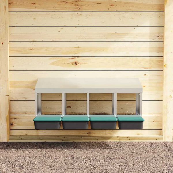 vidaXL 4 rekeszes, falra szerelhető, horganyzott ac&eacute;l csirkef&eacute;szkelől&aacute;da