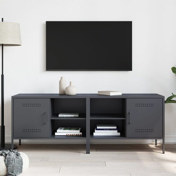 vidaXL 2 db antracitsz&uuml;rke ac&eacute;l TV-szekr&eacute;ny 68 x 39 x 50,5 cm