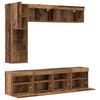 vidaXL TV szekr&eacute;ny leddel Falra szerelhető 7 pcs &Ouml;reg fa Faanyag