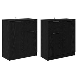 vidaXL Oldalszekr&eacute;nyek 2 db Fekete t&ouml;lgy 60 x 30 x 70 cm Szerelt Fa