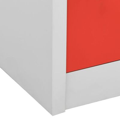 vidaXL 2 db világosszürke-piros acél zárható szekrény 90x45x92,5cm